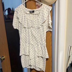 Chic Ivory and Black Polka Dot Mini Dress vintage dawn joy